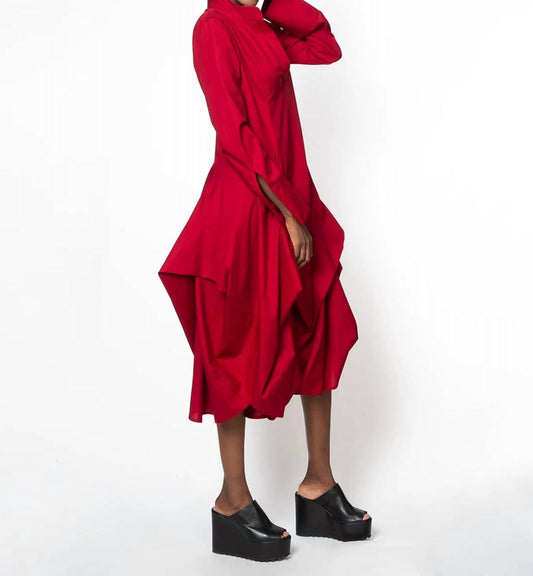 Metamorfosi - Asymmetric Collar Maxi Shirt Dress
