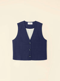 XIRENA Vinny Cropped Vest in navy melange - women's shirt - alternate view