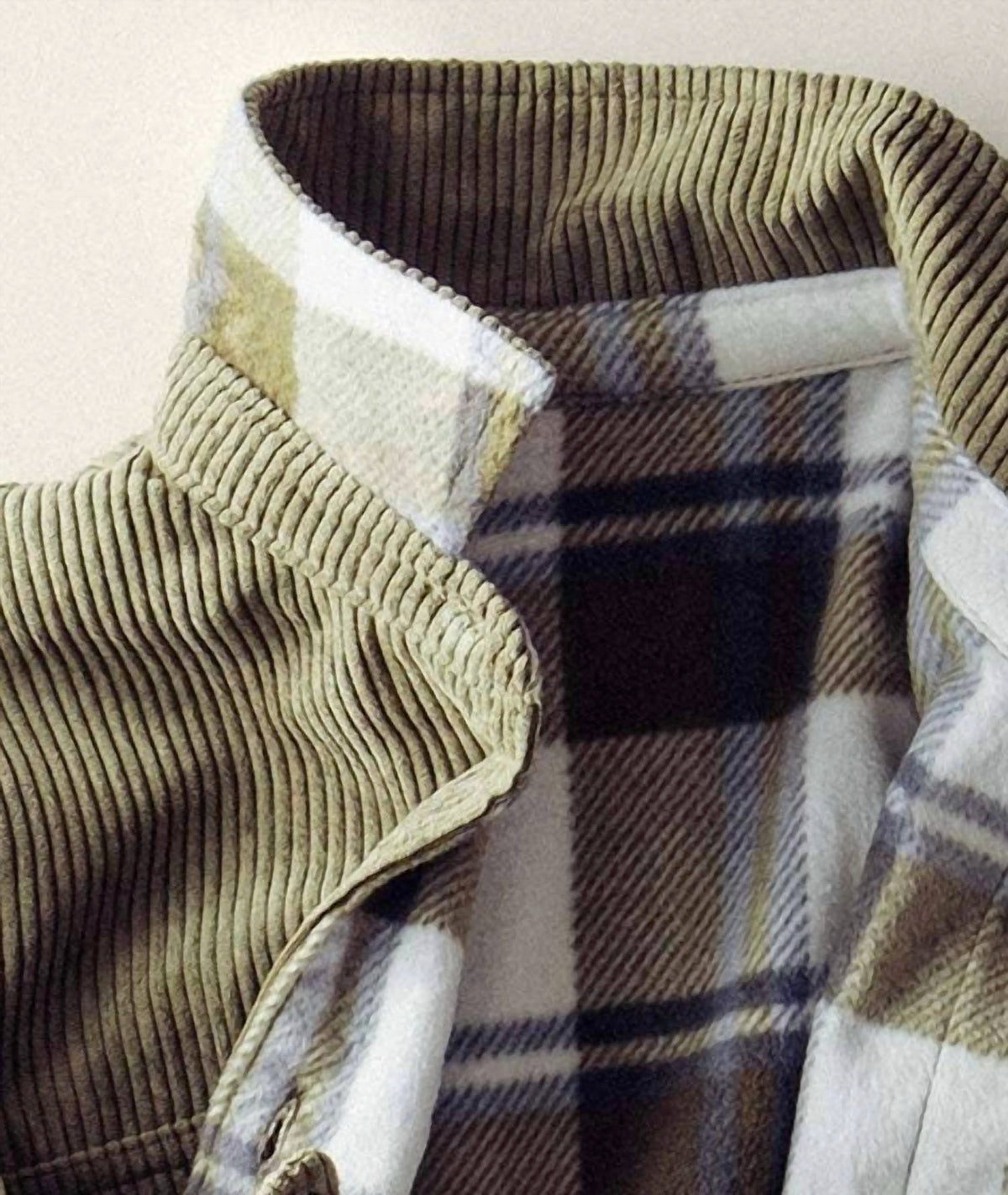 Urban Daizy - Women's Plaid Lined Corduroy Flannel Shacket