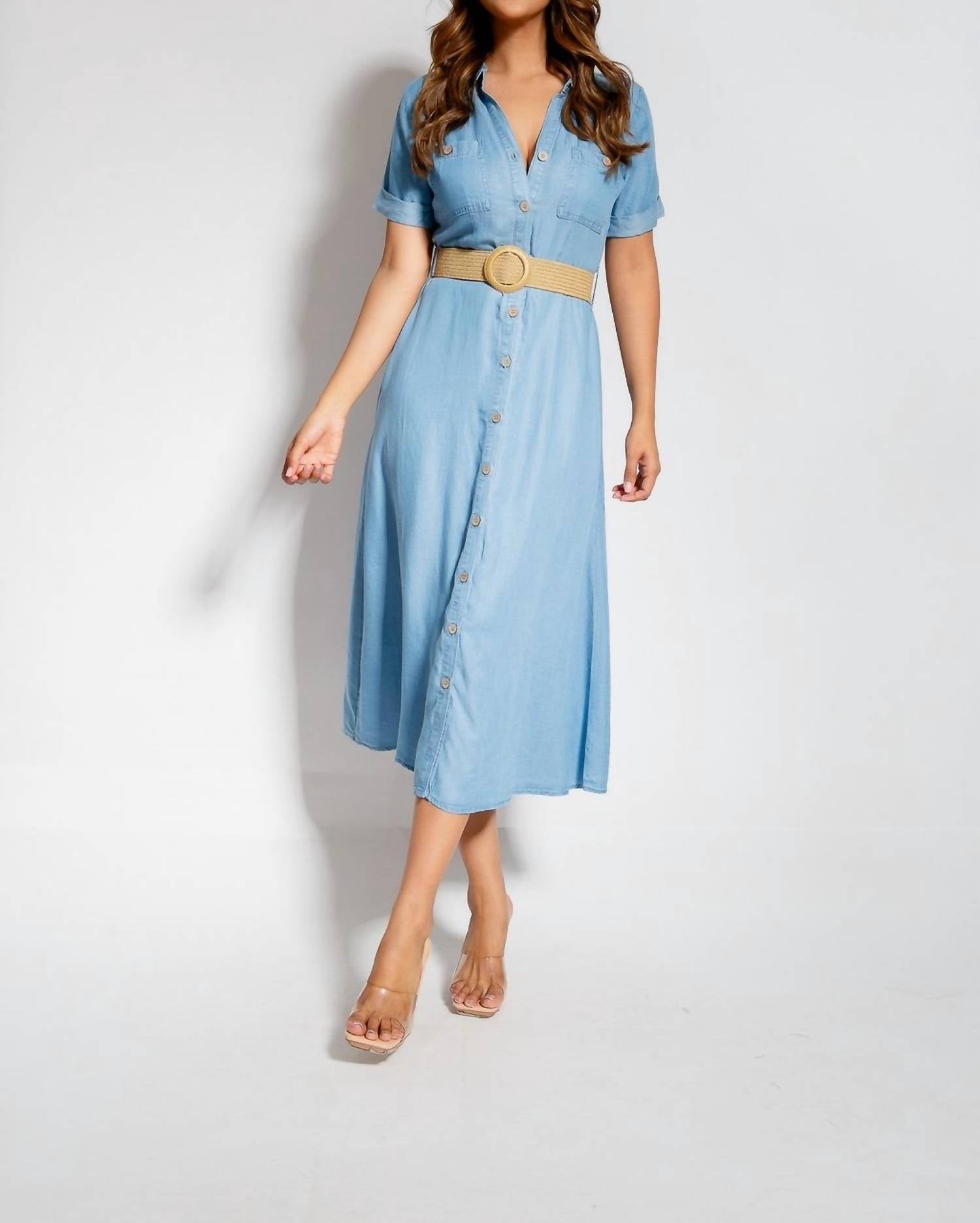 Blu Pepper - Collared Button Midi Dress