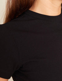 BOODY Ribbed Crew Neck T-shirt in black - women's t-shirt - alternate view