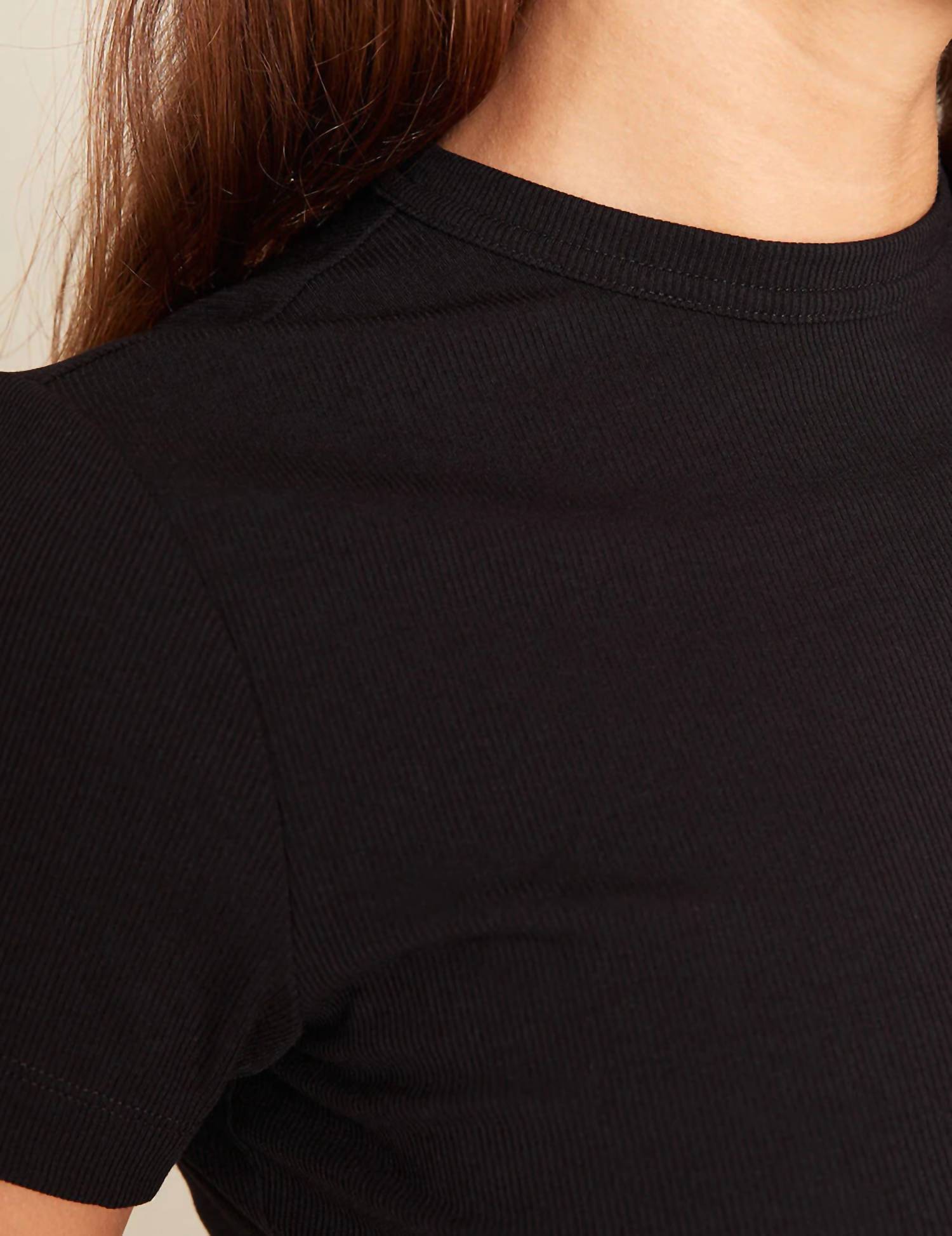 BOODY Ribbed Crew Neck T-shirt in black - women's t-shirt - alternate view