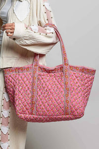 Pol - Bohemian Roomy Fit Floral Print Woven Tote Bag