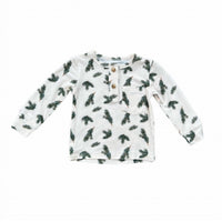 babysprouts Kids' Long Sleeve Henley Shirt in pine leaves - kids' sweater