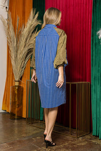 Joh Karishma Multi Mixed Tunic Dress in navy olive - women's dress - alternate view