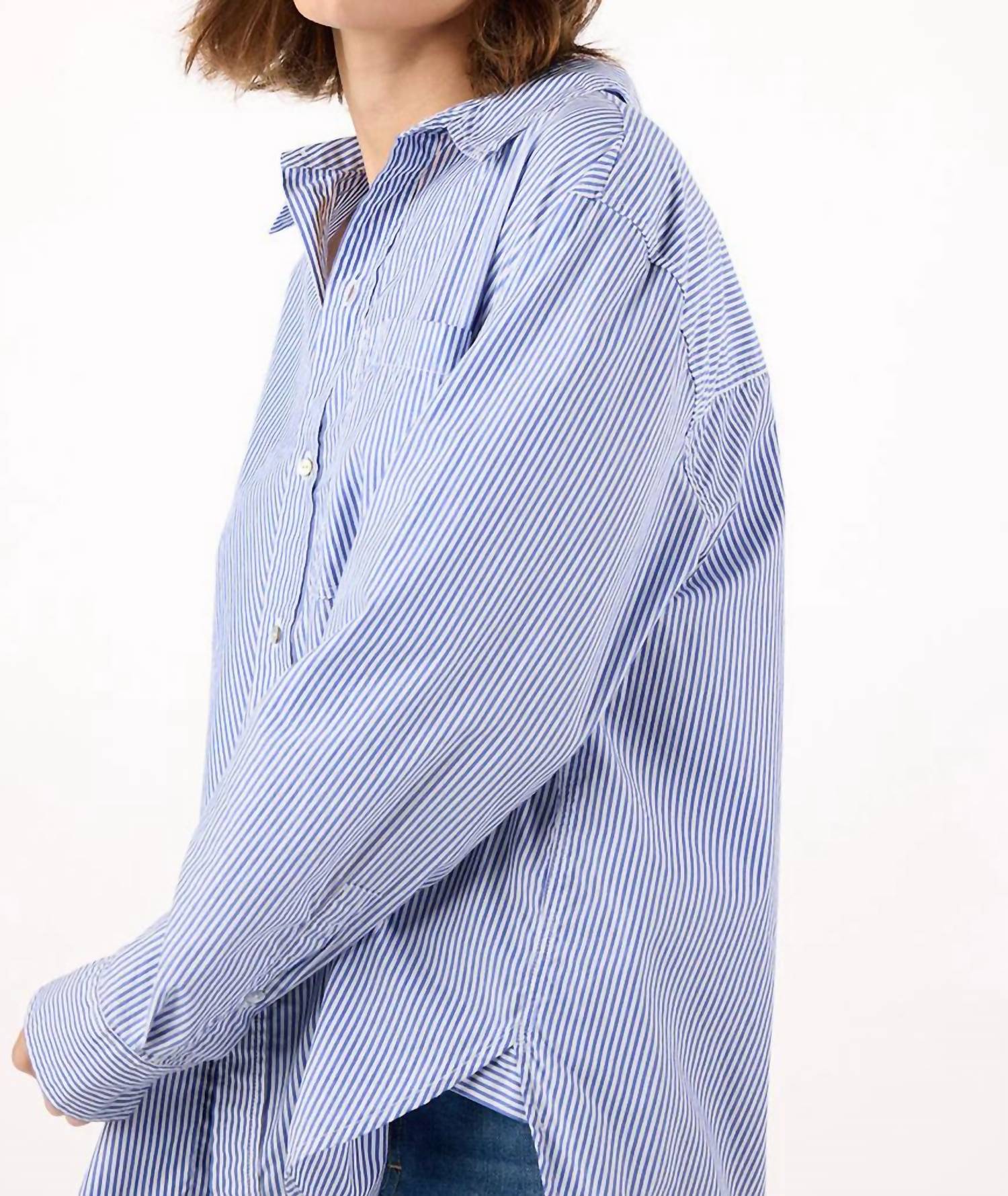 AMO Ruthie Oversized Stripe Shirt in blue multi - women's shirt - view 4
