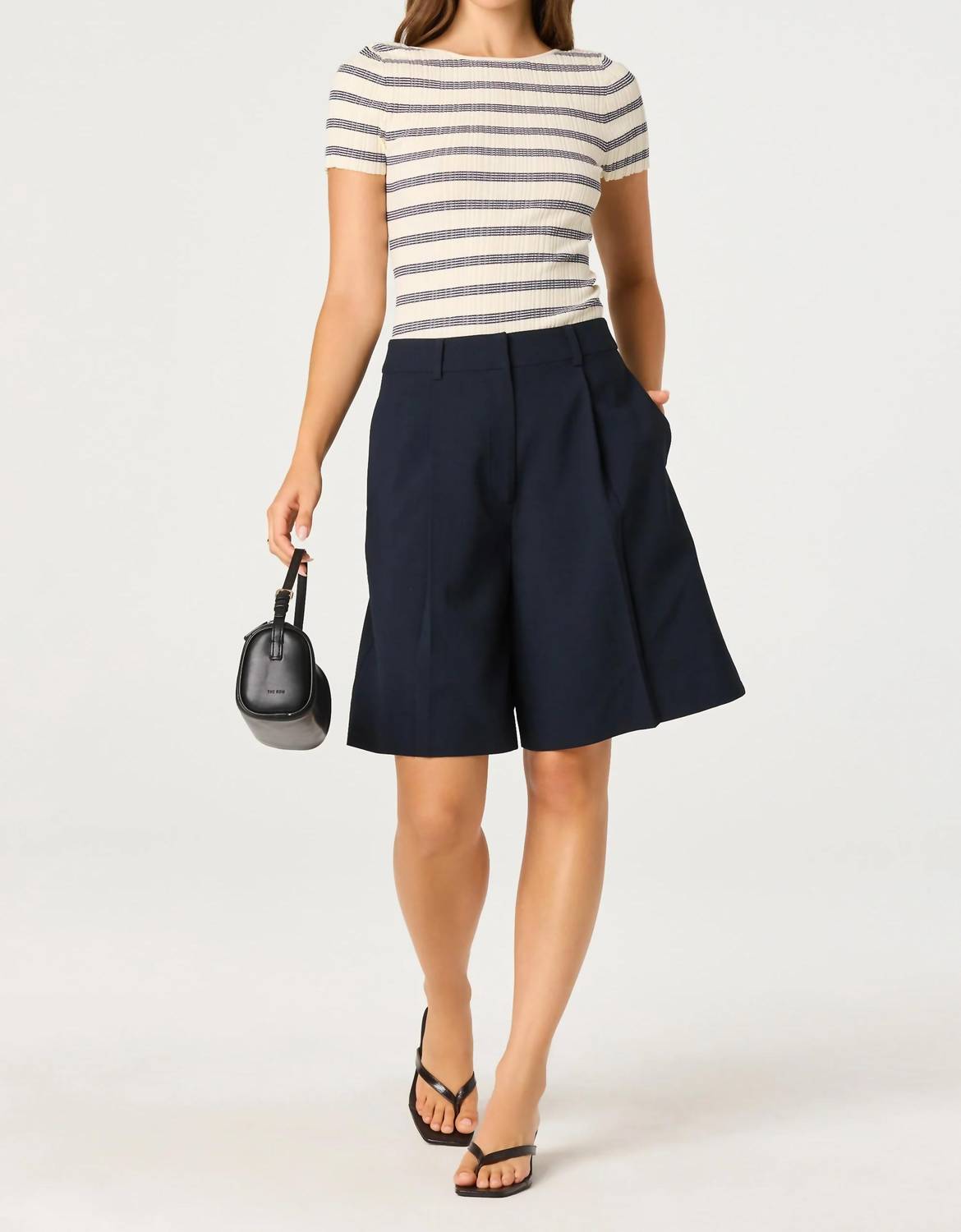 Astr - Nikola Striped Ribbed Scoop Back Sweater Top