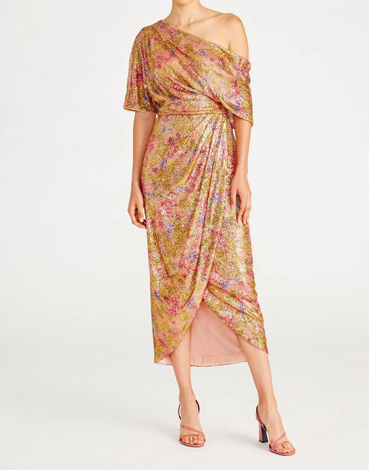 Theia - Women's Jade Draped High Low Gown