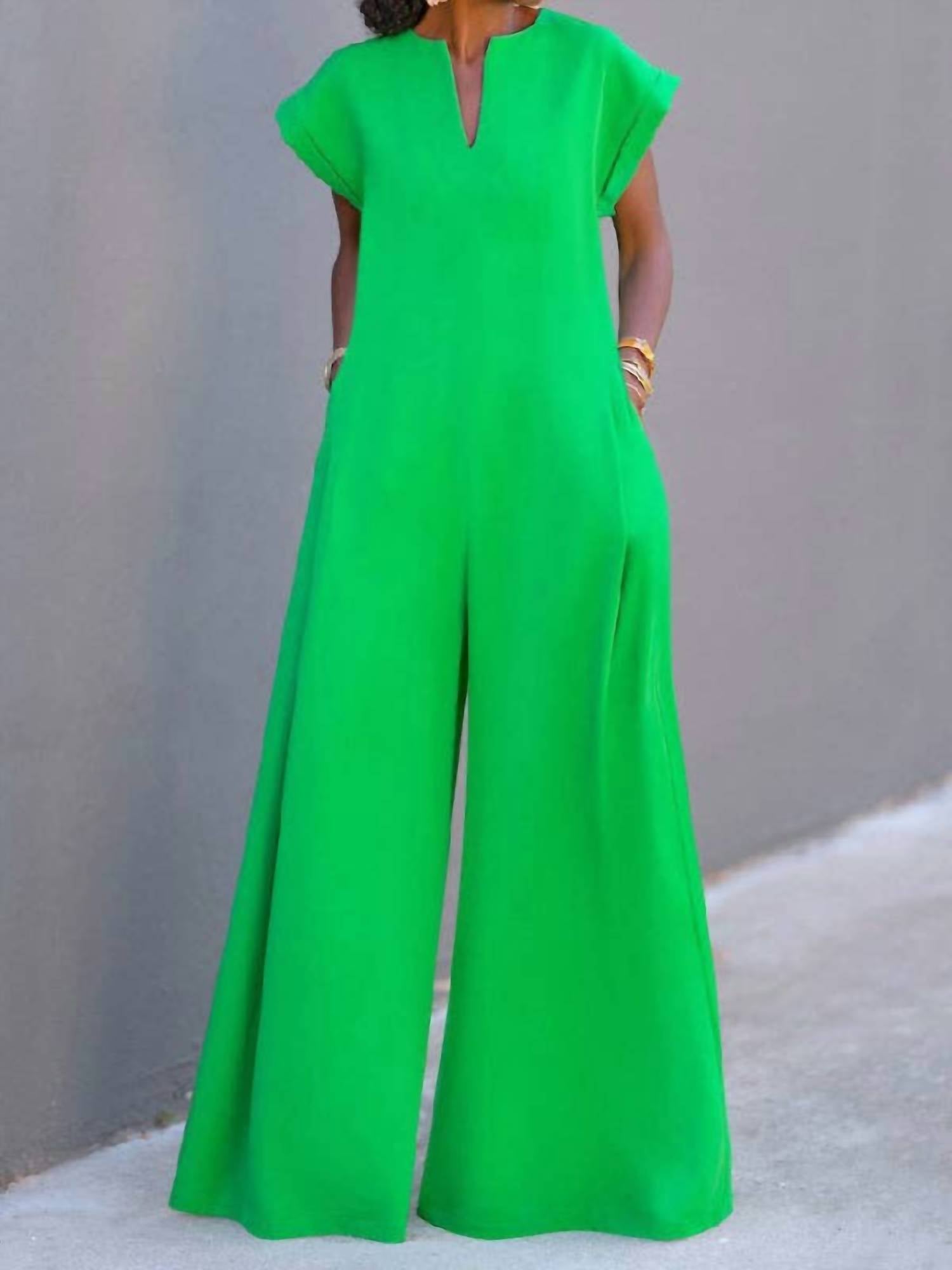 Uzwholesale - Wide Leg Pocket Jumpsuit
