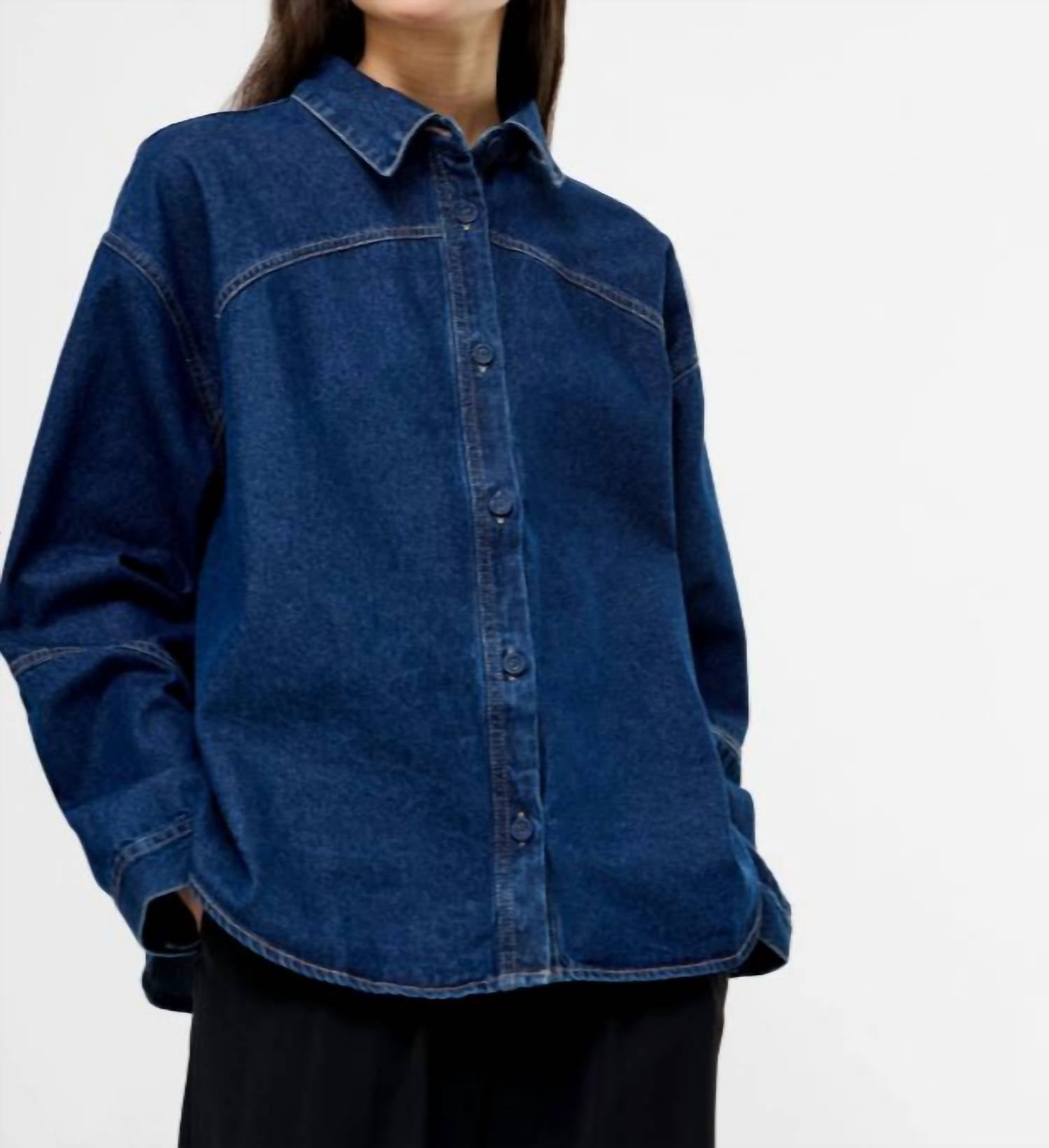 FRENCH CONNECTION Archie Cropped Shirt in denim - women's shirt