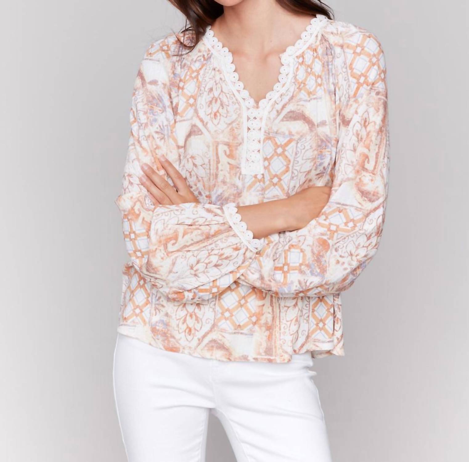 Charlie B - Printed Raglan Sleeve Top