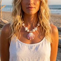 Bijoux Envie - Women's Coastal Beaded Seashell Necklace