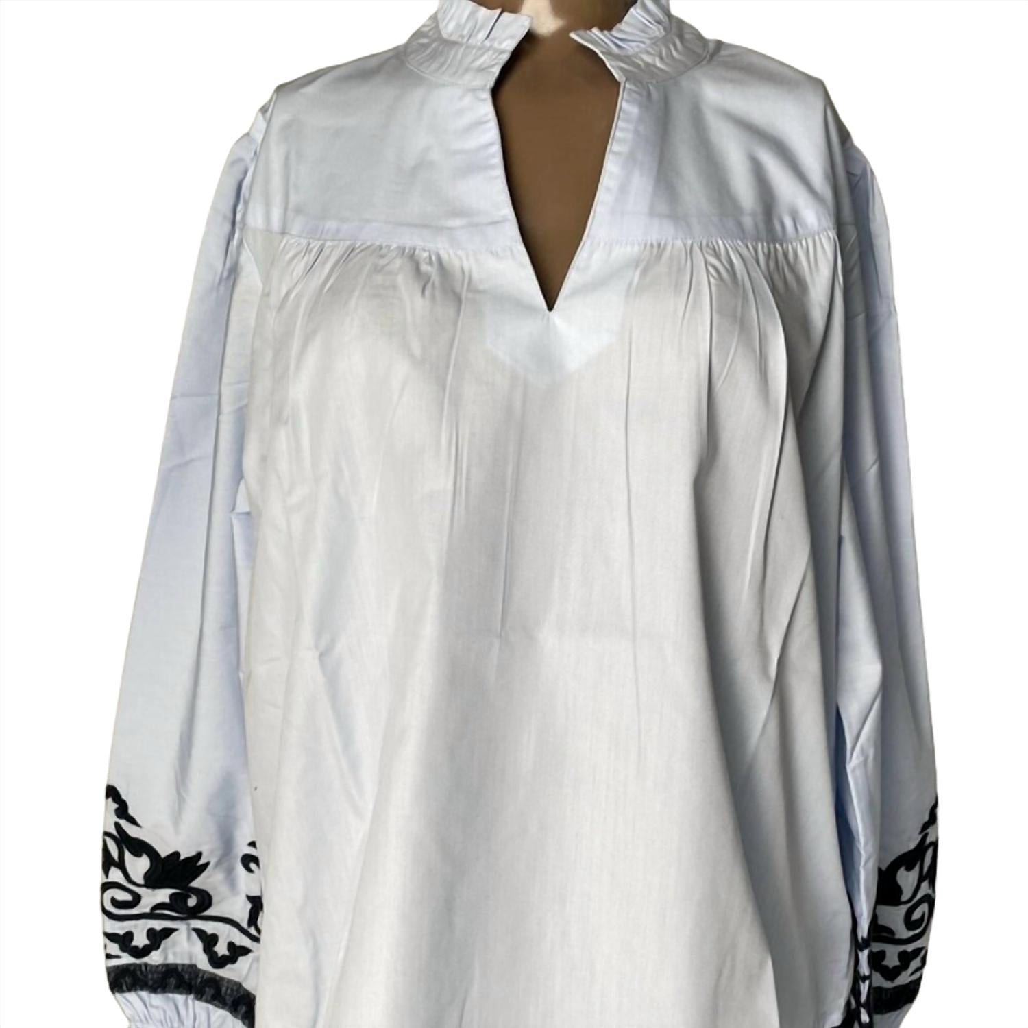 Chakeris - Women's Caroline Embroidered Sleeve Top