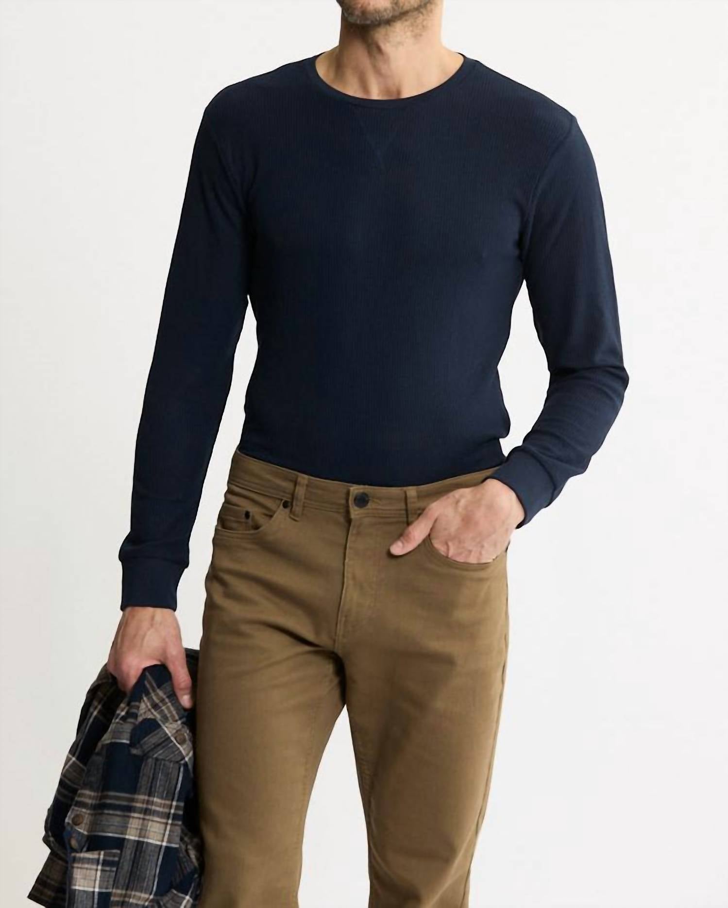 JACHS NEW YORK Brawny Flannel Shirt & Thermal Long Sleeve Tee - 2-pack in navy plaid brawny - men's shirt - view 5