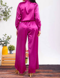 Karen T Design - Button Down Shirt And Open Pants Set