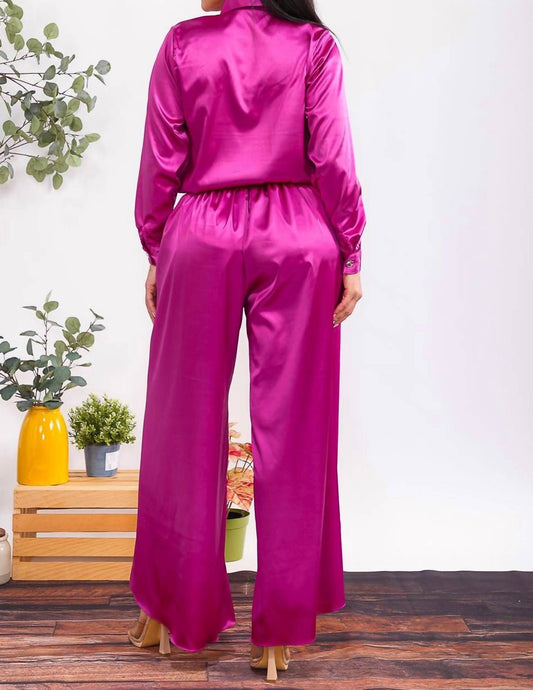 Karen T Design - Button Down Shirt And Open Pants Set