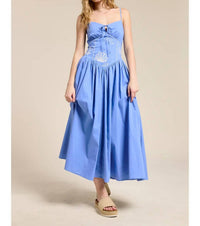 Flat White - Ocean Embroidered Midi Dress