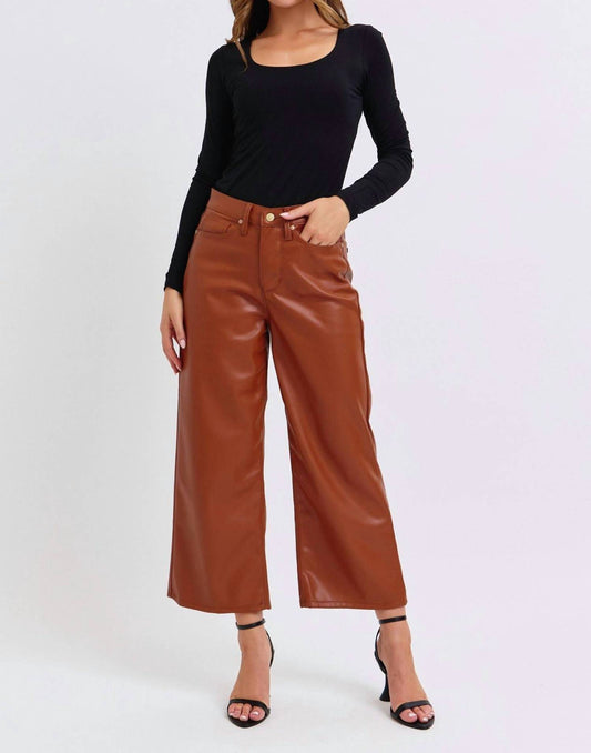 Judy Blue - Faux Leather Crop Wide Pants