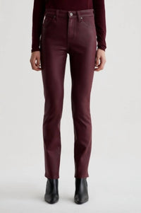 Ag Jeans - Mari Coated Denim Mid-rise Slim Straight