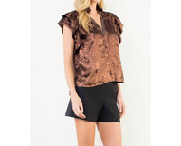 Thml - flutter sleeve shimmery v neck top