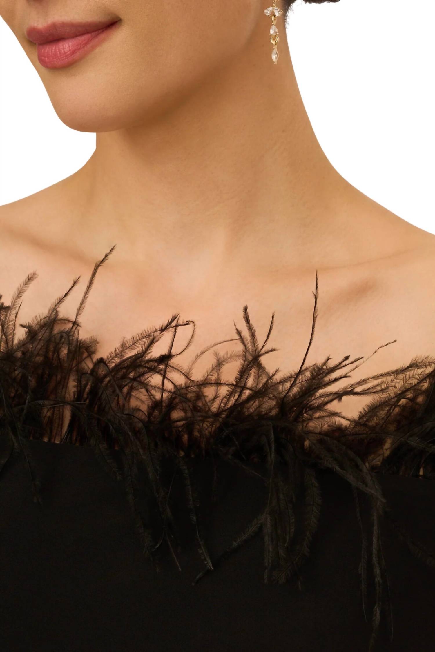 Adrianna Papell - Off The Shoulder With Feather Accents Top