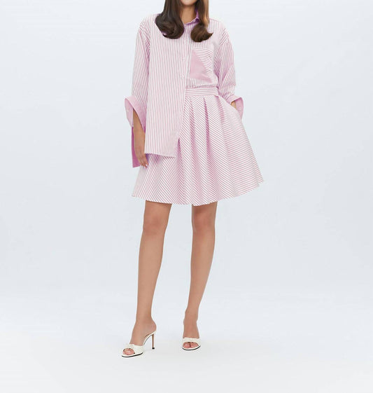 Theo The Label - Echo Box Pleat Striped Short Skirt