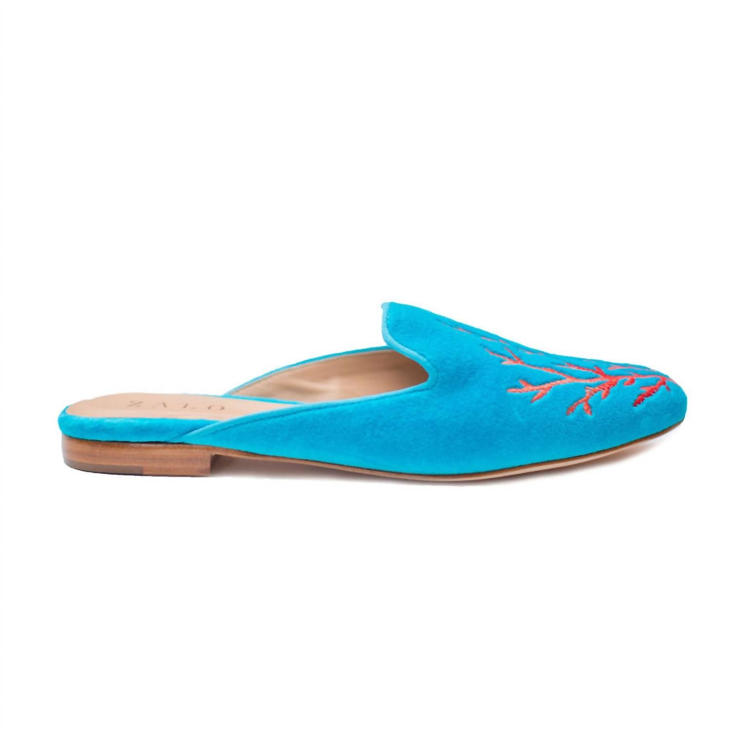 House Of Zalo - Coral Velvet Mule