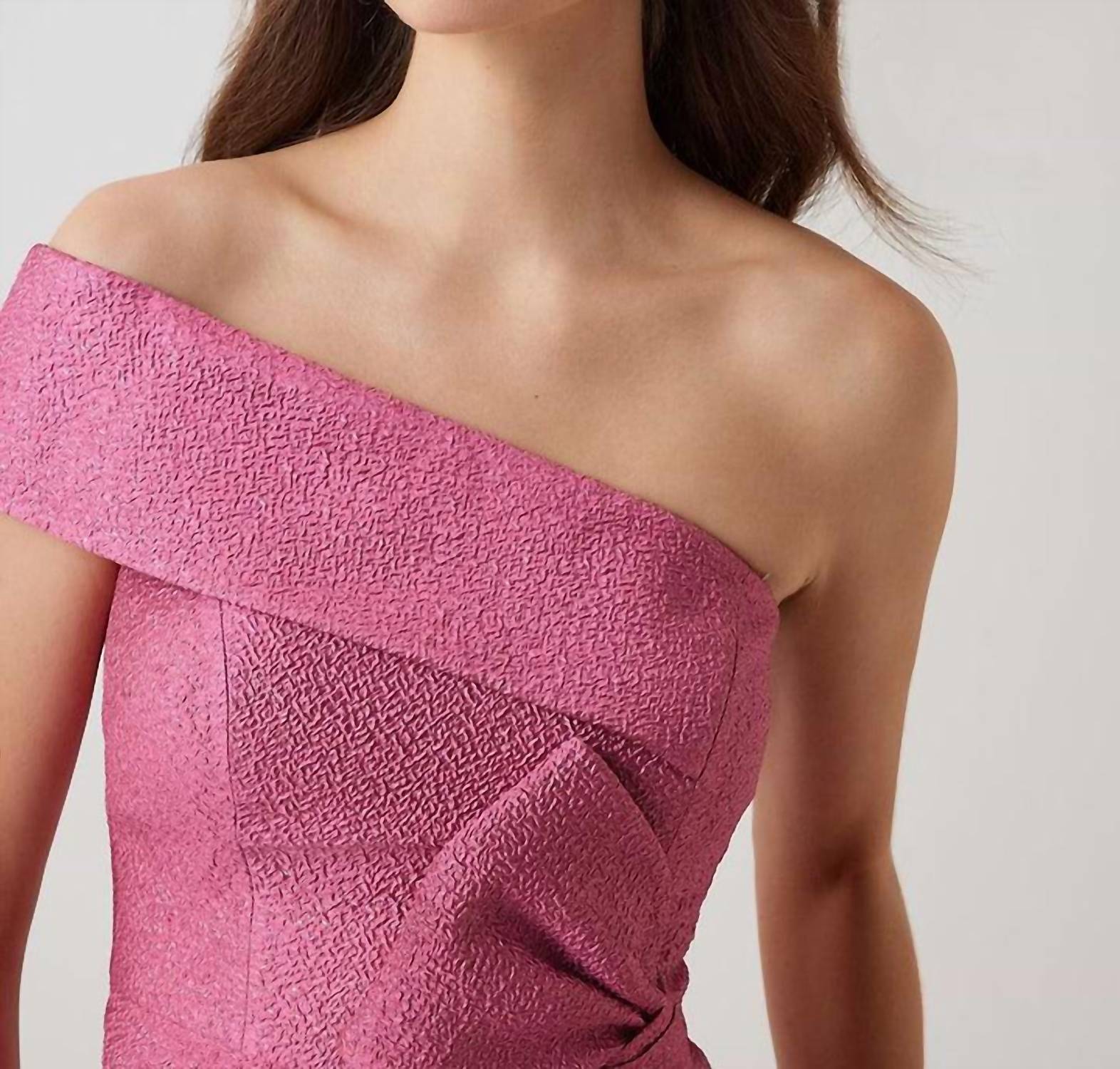 Teri Jon One Shoulder Gown in hot pink - women's dress - alternate view