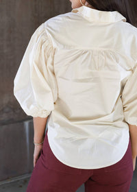 Karlie - Solid Poplin Button Top
