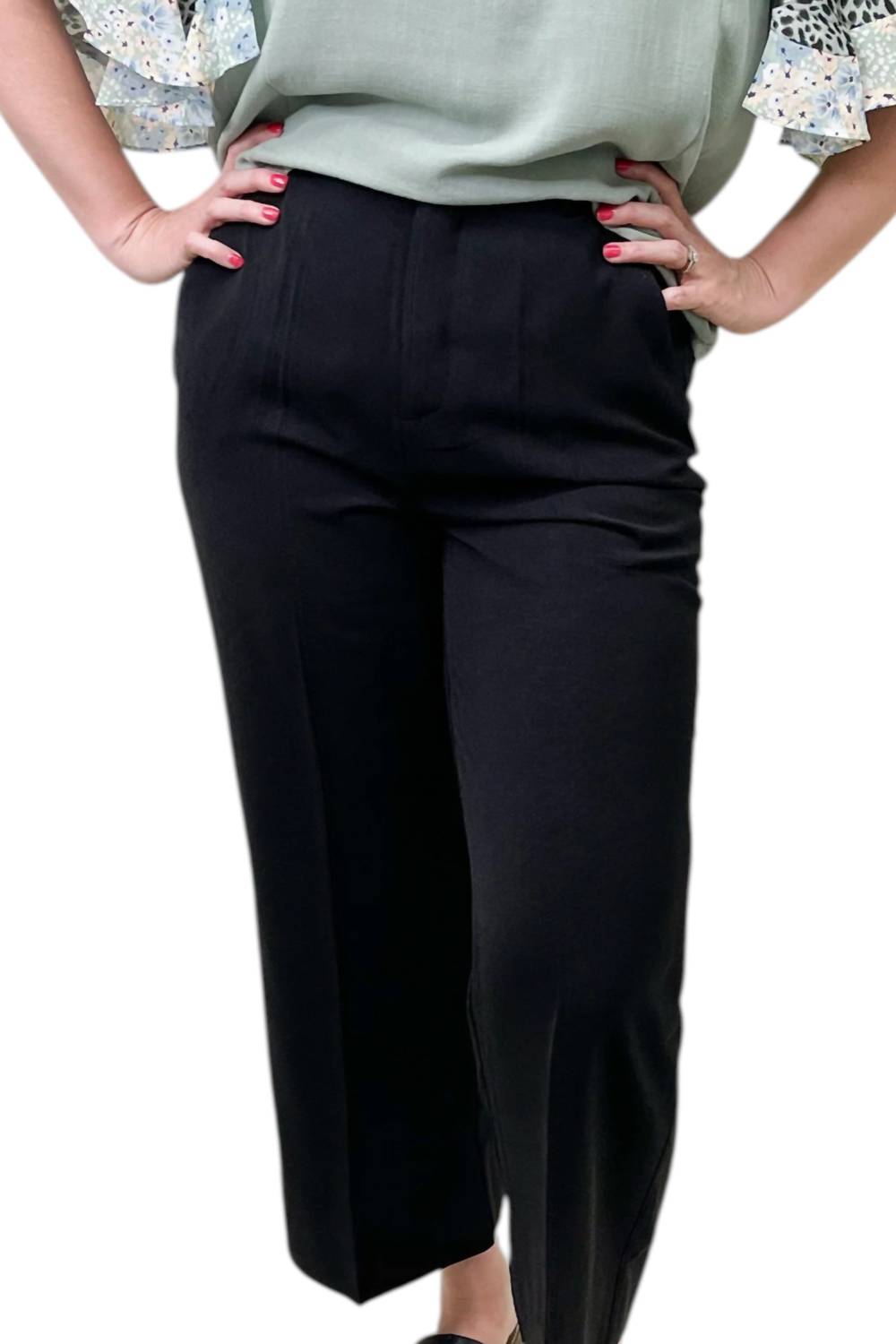 Jodifl Denim Wide Leg Pants in black - women's pants - detail view