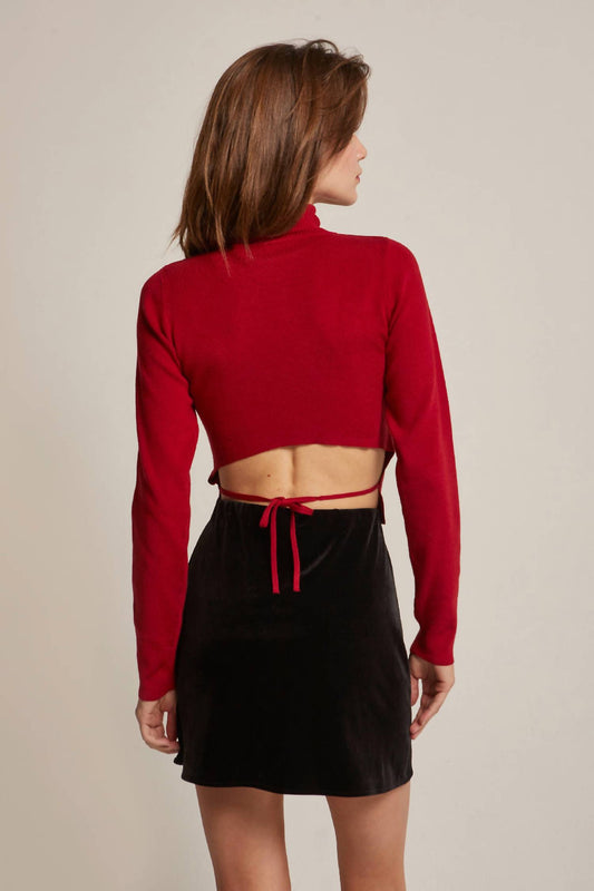 Crescent - Nadia Turtleneck Tie Back Knit Top