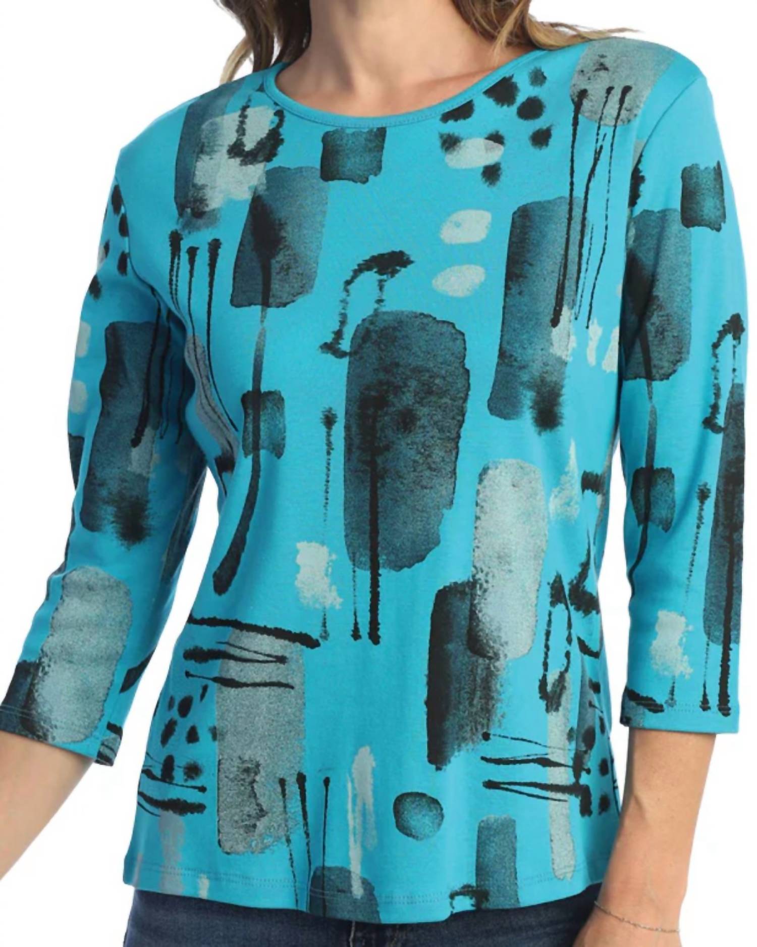 Jess & Jane - Maze Printed Cotton Top - Plus