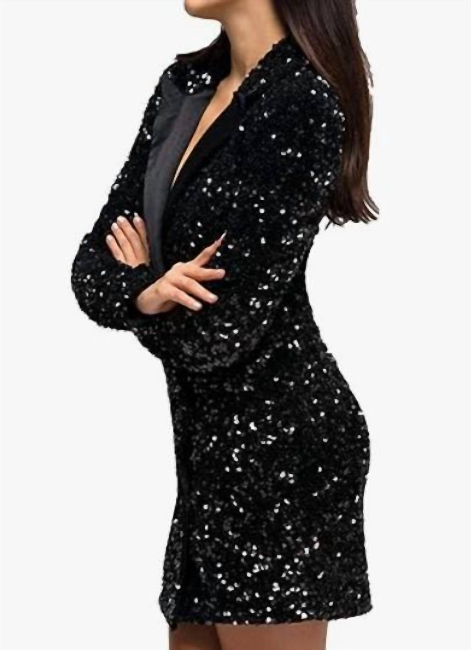 GOOD AMERICAN Glow Blazer Dress in black - women's jacket - alternate view