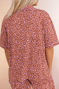 La Society - Leopard Print Short Sleeve Pajamas Set