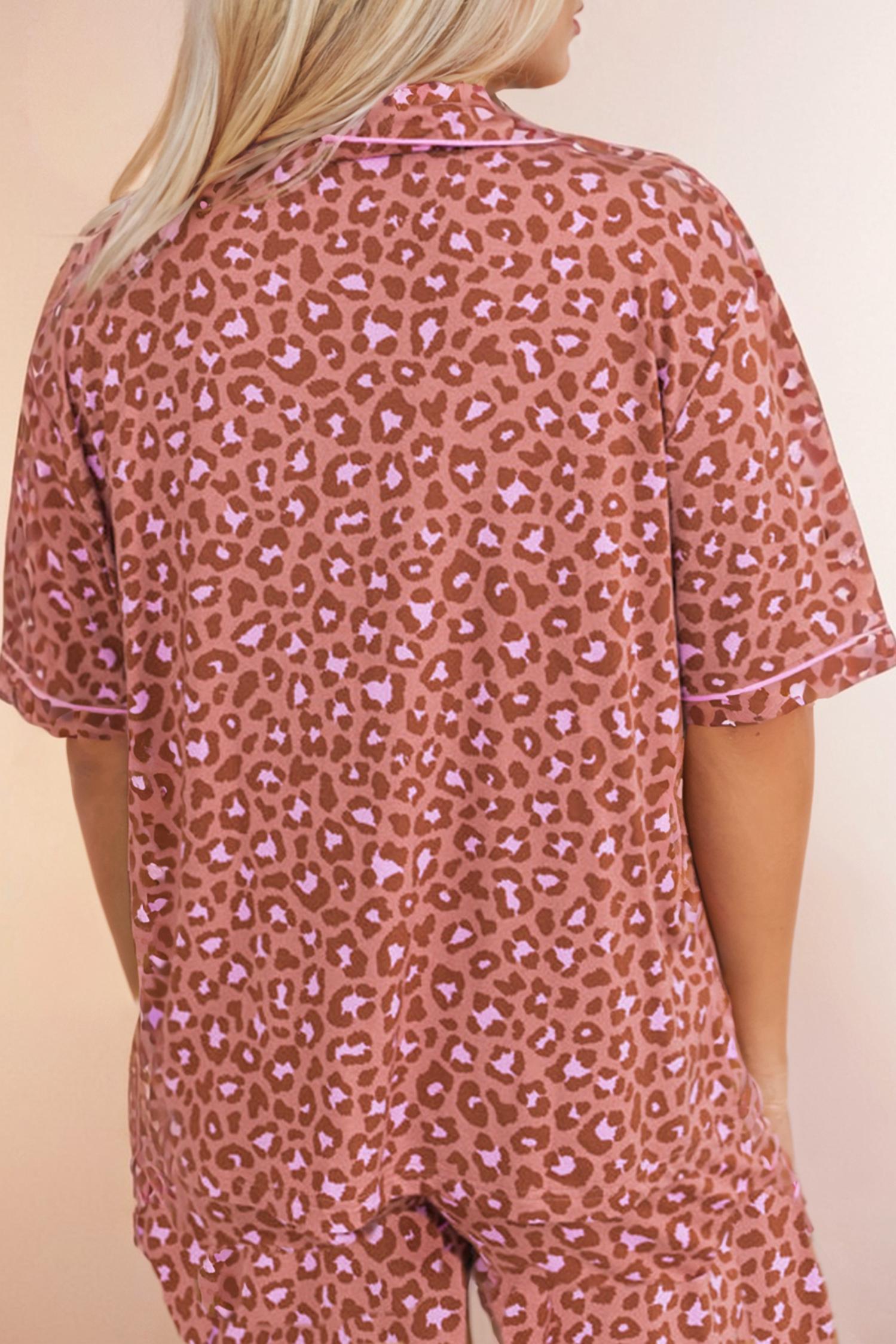 La Society - Leopard Print Short Sleeve Pajamas Set