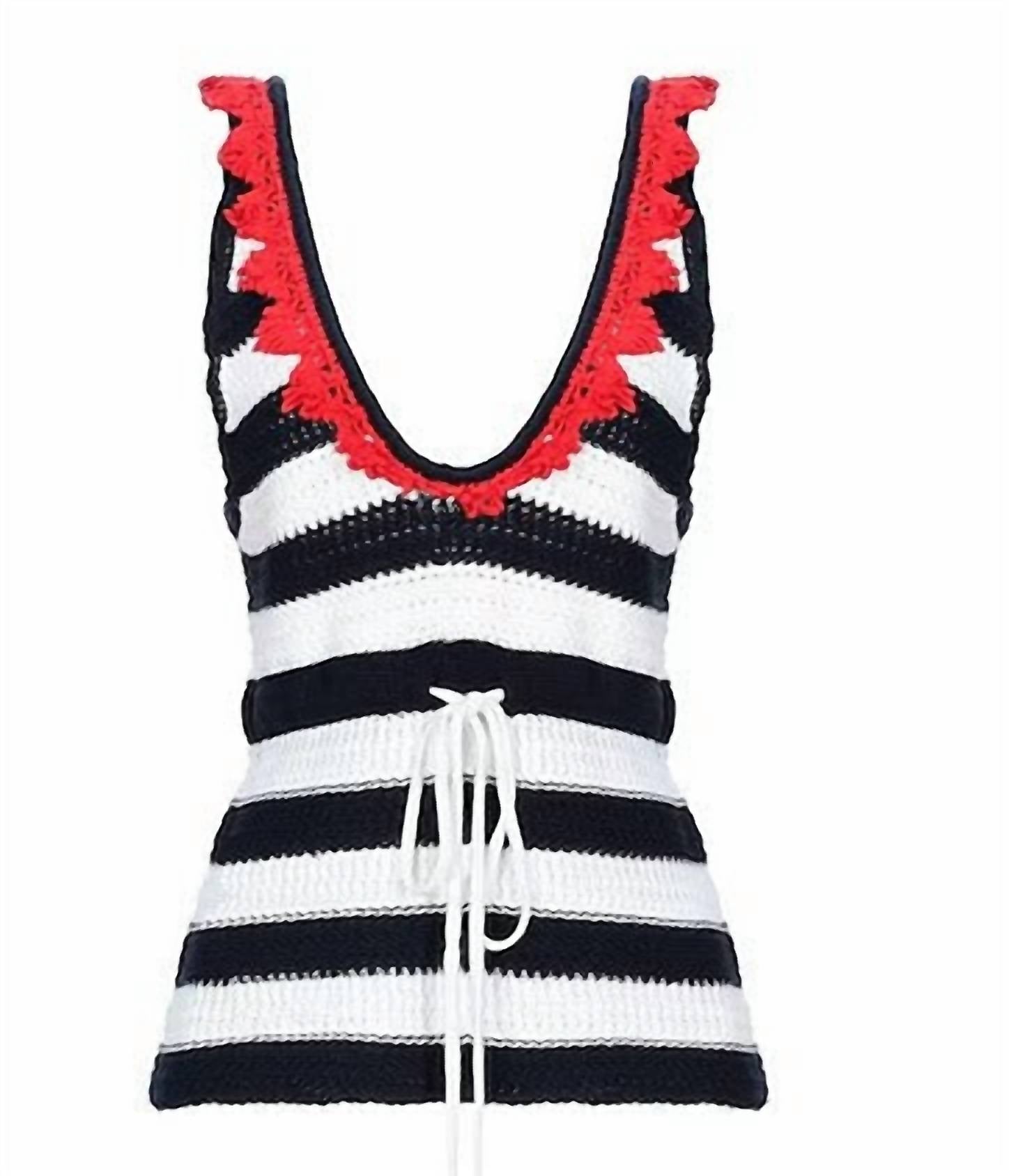 P_Jean Women's Stripe V-neck Top in midnight blue - women's tank top - view 6