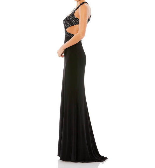 Mac Duggal - Floral Sequined Criss Cross Bodice Evening Gown