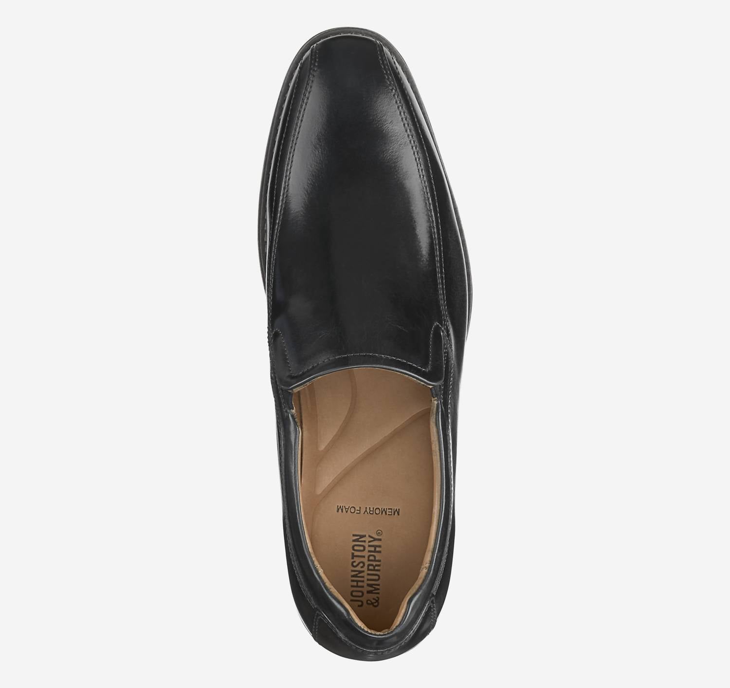 JOHNSTON & MURPHY Men's Lewis Venetian Dress Shoes in black full grain - men's loafer - detail view