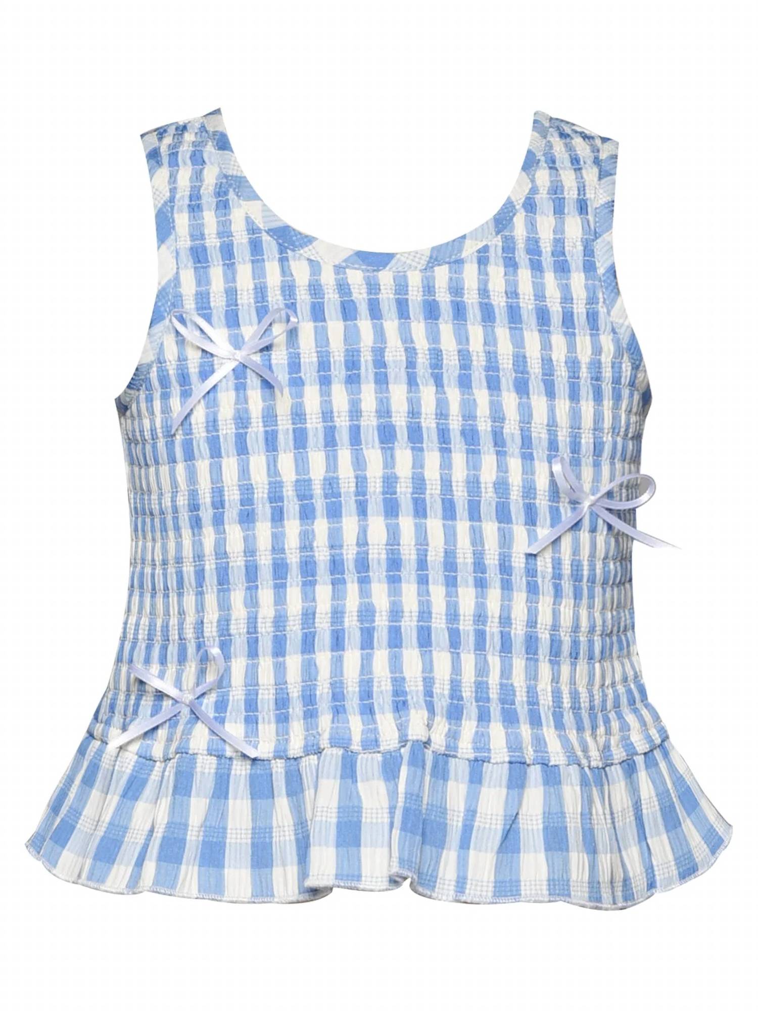 G.B.Y.M. - Smocked Gingham With Bows Top and Skirt Set