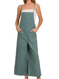 Zenana - Woven Spaghetti Strap Overalls