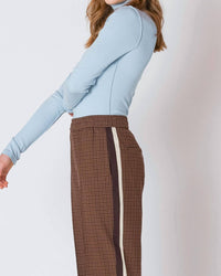 Dex Exposed Seam Turtleneck Top in ice blue - women's sweater - detail view