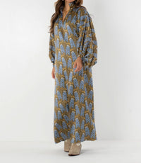 Emily McCarthy Fiona Blouson Sleeves Dress in blue bonnet - women's dress