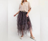 Easel - Animal Print Mesh Skirt