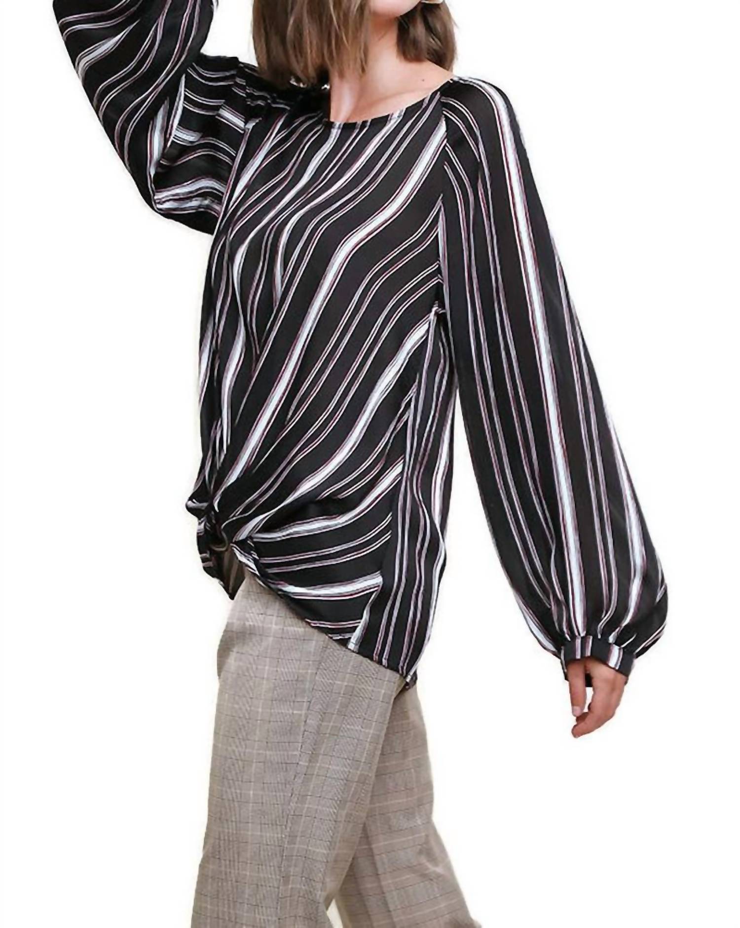 Umgee - Striped Gathered Blouse