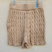 Reuben Oliver Country Club Cable Knit Shorts in champaigne - men's shorts - detail view