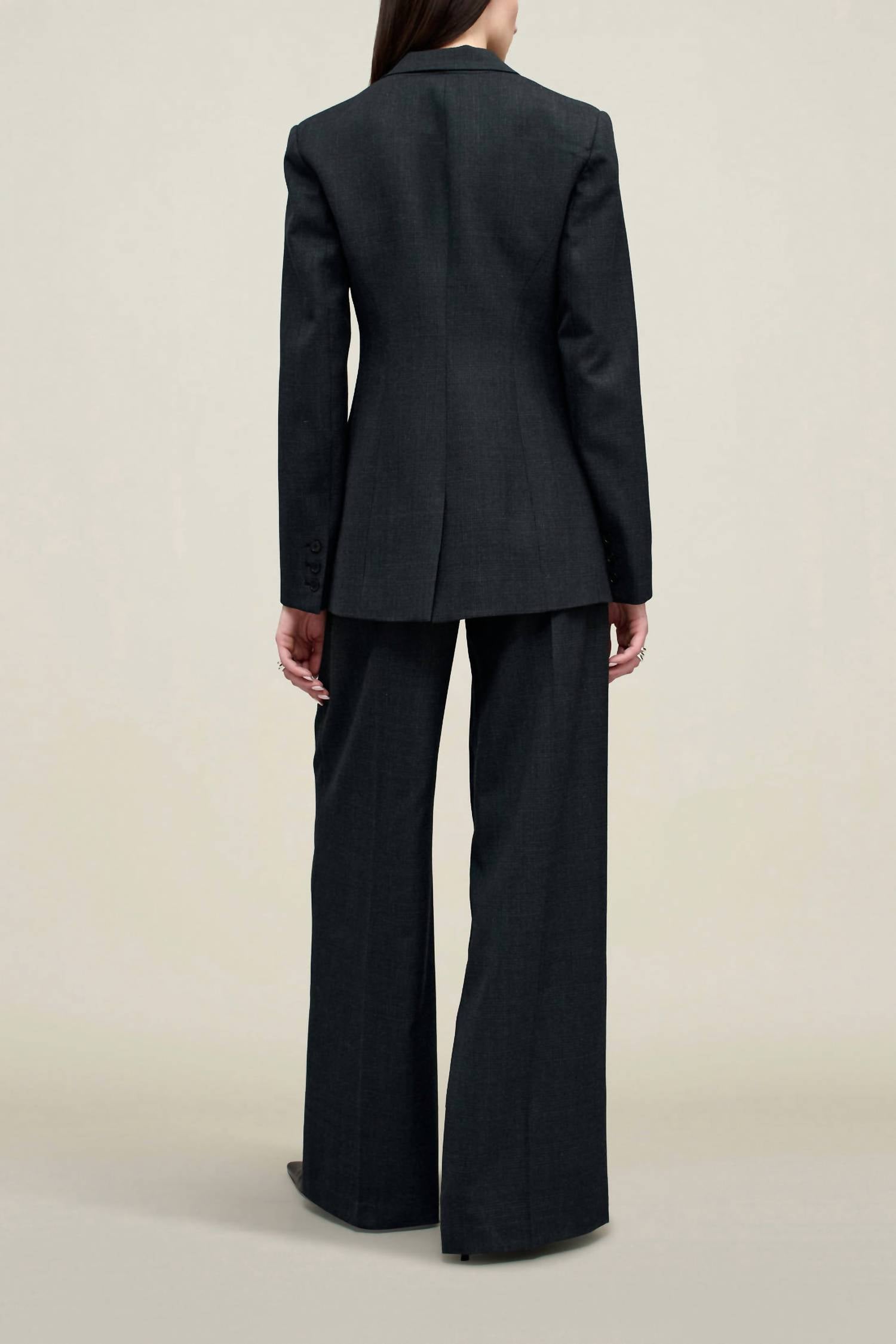 KALLMEYER Raquel Single Breasted Blazer in grey plaid - women's jacket - alternate view