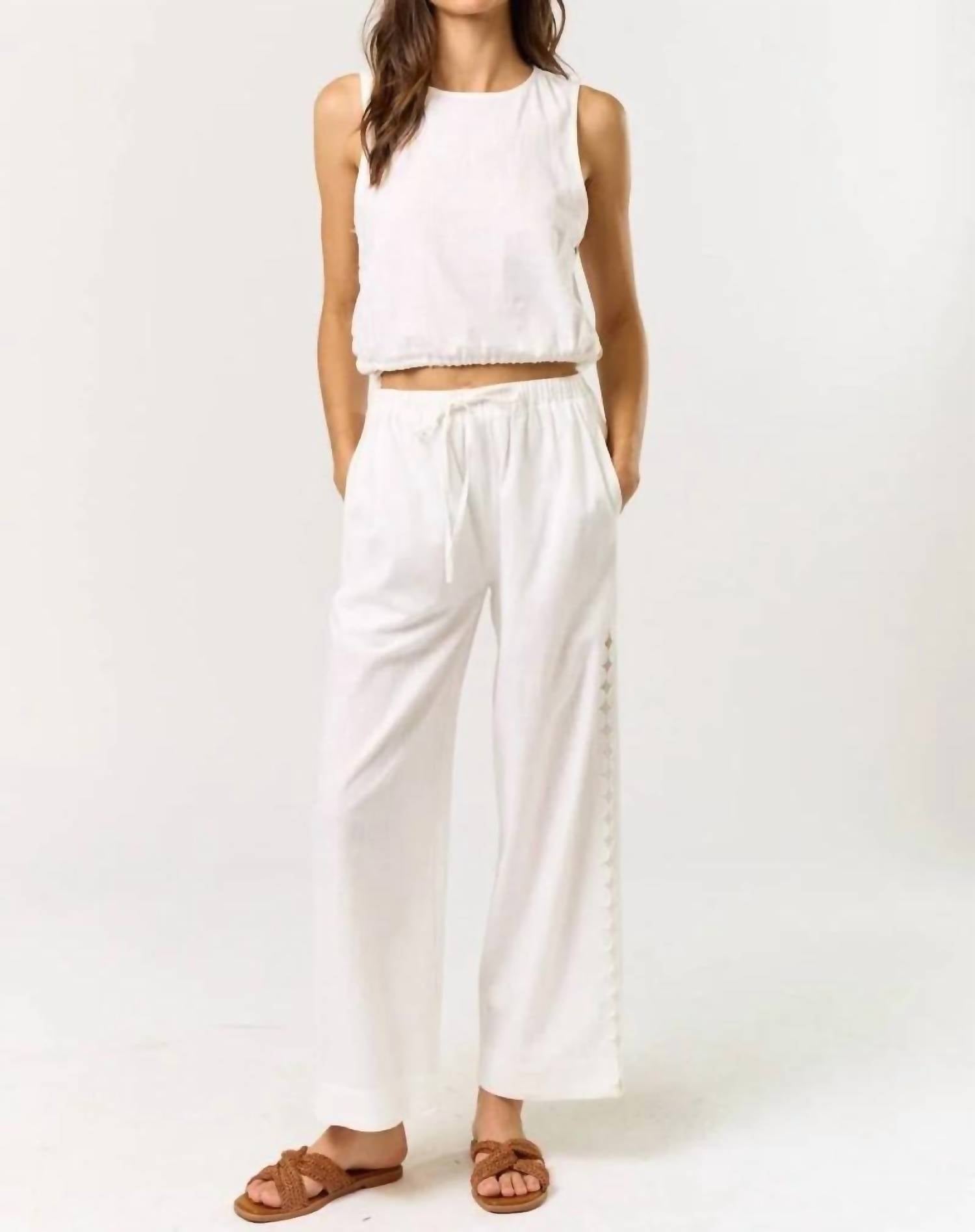 Lalavon - Diamond Cut Linen Pants