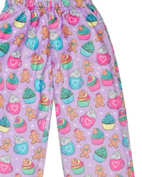 iScream Kid's Ginnie Gingerbread Cafe Plush Pants in pink multi - kids' joggers - detail view