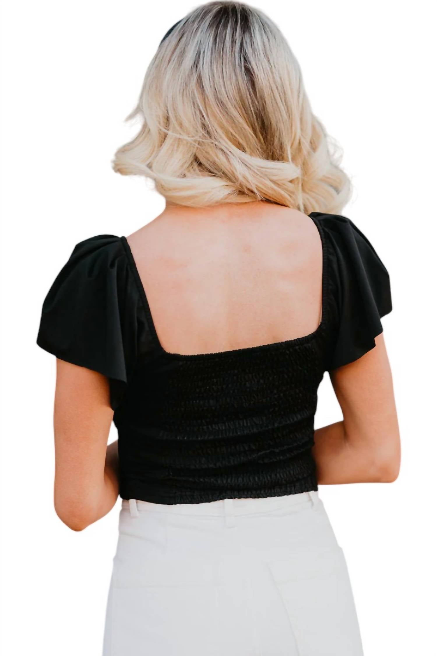 Label 86 The Heartbreaker Top in black - women's blouse - detail view