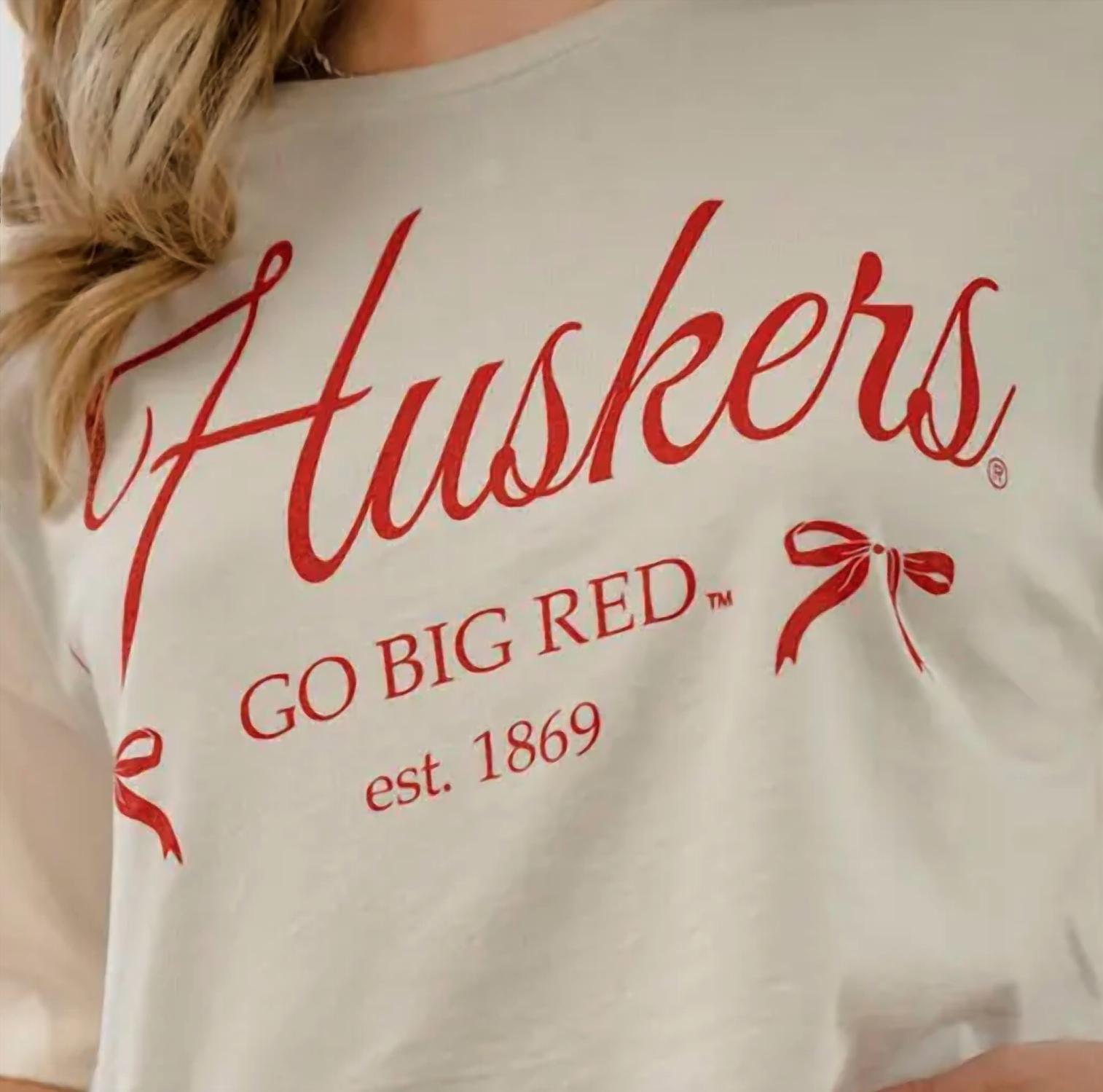 Bella + Canvas - Huskers Bow Cropped Tee